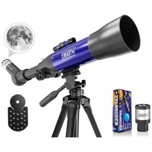 Telescópio Astronômico 70x com Tripé Ajustável, Adaptador de Celular e Localizador de Estrelas, Emarth, Azul