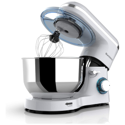 Batedeira Com Tigela Aço Inoxidável 6L 6 Velocidades 660W, 110v, NURXIOVO SM 1518, Prateado