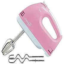 Batedeira de Mão Elétrica com Velocidade Variável e Acessórios em Aço Inoxidável, 150W, 110v, FENDOU, Rosa