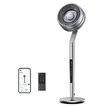 Ventilador Pedestal com 6 Modos, 10 Velocidades, Temporizador 12H, Omnidirecional de 120°+ 85°, Controle Remoto, Voz e APP, 110V 36W