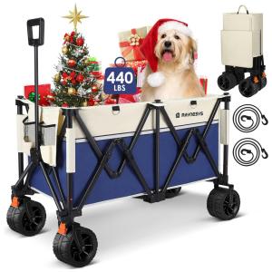 Carrinho Dobrável para Camping e Jardim, Capacidade 200kg, Raynesys, Bege e Azul