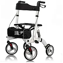 Andador para Idosos e Adultos com Amortecedor e Bolsa de Transporte, até 136 Quilos, ELENKER, Branco