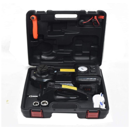 Macaco Elétrico Automotivo Hidráulico 3 em 1 Lanterna LED 5 T Kit Ferramentas Bomba de Ar, KINGCAV, Preto