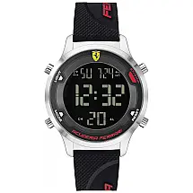 Relógio Masculino de Quartzo com Pulseira de Silicone, FERRARI 0830756, Preto