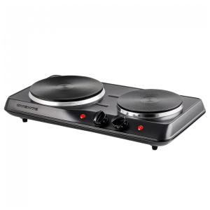 Cooktop Elétrico Duplo com 2 Queimadores e Controle de Temperatura, 110V 1700W, Ovente, Preto