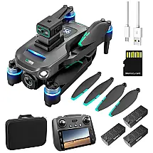 Drone Profissional 4K com GPS, Controle Remoto com Tela, Prevenção de Obstáculos, Motor Sem Escova, Transmissão 5G e 3 Baterias, Mcokoe