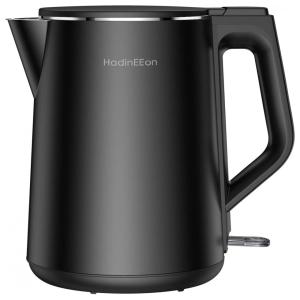 HadinEEon Chaleira Elétrica Capacidade 1.5L 1500W, c, Desligamento Automático, preta