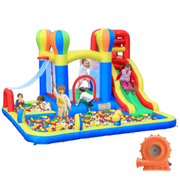 Parque Aquático Inflável até 136 kg com Toboágua, Piscina Grande, Pulverizadores de Água e Canhão de Água, Baralir, Colorido