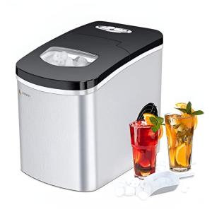 Máquina de Gelo, Portátil, 9 Cubos, 7 9 min, Produz 12kg, Dia, Aço Inox, 110v, LITBOOS, Prateado