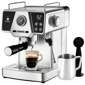 Máquina de Café Expresso 20 Bar com Bocal de Leite, Cronômetro e Tanque de Água de 1,8L, 110V 1350W, Gianna Milano, Prata
