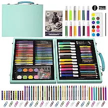 Kit de Pintura KINSPORY com 103 Peças e Caixa de madeira Portátil, Azul