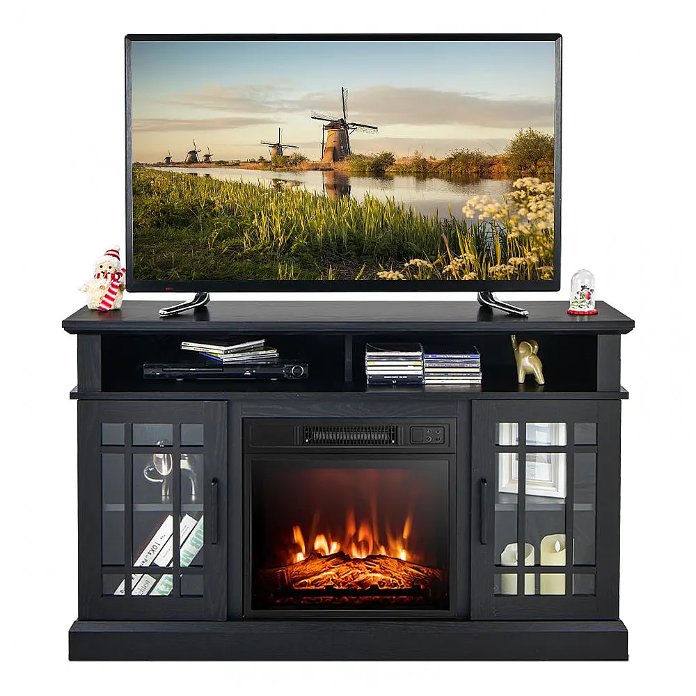 Rack TV Lareira Elétrica COSTWAY 122x76cm 1500W Chamas LED 3 Níveis 110V