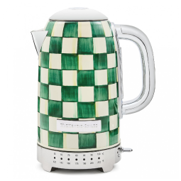 Chaleira elétrica MacKenzie-Childs Sterling Check inox verde e branca 8 xícaras 1500W 110V