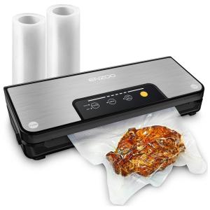 Seladora a Vácuo ENZOO, Automática, Kit Inicial, LED, Secos, Úmidos, Prata, Preto 110V