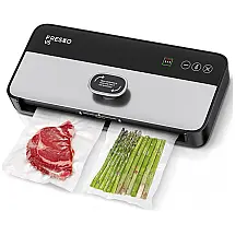 Seladora a Vácuo Automática para Alimentos Secos e Úmidos com Controle Digital, 110V, FRESKO, Prata e Preto