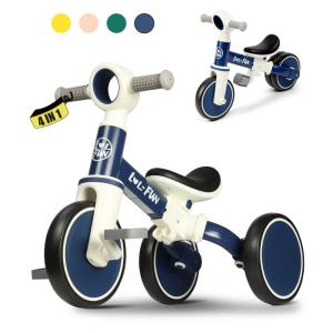 Bicicleta sem Pedal Infantil com 3 Rodas para Crianças de 1 a 4 Anos, LOL FUN, Azul