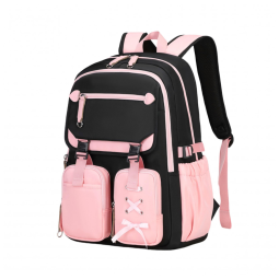Mochila escolar TYHOTULY infantil juvenil rosa, laço decorativo, grande capacidade 23 L