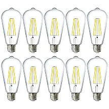 Lâmpada LED Vintage 800LM, 8,5W 6000K, 12 Un, 110v, SUNCO LIGHTING ST64C 8W 6K 12PK, Amarelo