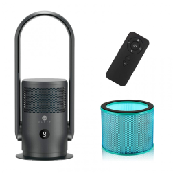 Ventilador de Torre sem Lâmina e Purificador de Ar com Filtro HEPA e Controle Remoto, 110V, ULTTY CR021, Preto