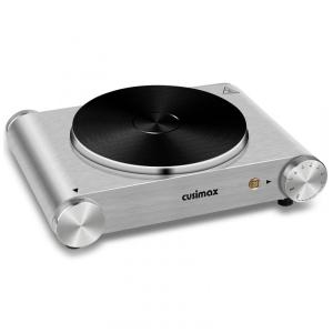 Cooktop Elétrico Portátil com Queimador de Ferro Fundido e Temperatura Ajustável, 110V 1500W, Cusimax, Prata