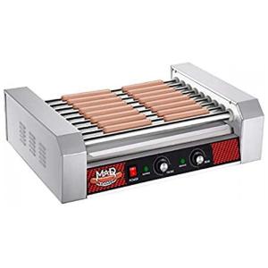 Máquina de Salsicha Profissional em Aço Inoxidável até 24 Unidades, 1800W, 110v, GRETA NORTHERN POPCORN COMPANY Hot Dog Grill, Cinza