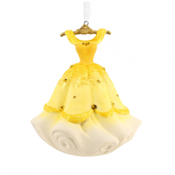 Enfeite Natalino Hallmark Signature 2025 Disney Princesa Bela Vestido Amarelo Cerâmica, 9 x 10 x 7,6cm