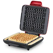 Deluxe Máquina de Waffle Antiaderente, Aço Inoxidável, 1200W, 110v, DASH DNMWM455RD, Vermelho