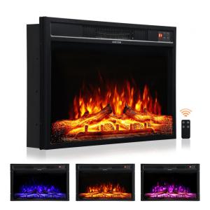 Lareira Elétrica de Embutir A43x69L cm com Controle Remoto, Chamas Realistas e Brilho Ajustável, 110V 1400W, WAMPAT