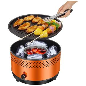 BUERK Churrasqueira a Carvão Portátil Ideal para Acampamento, Dourada, GENERIC, Laranja