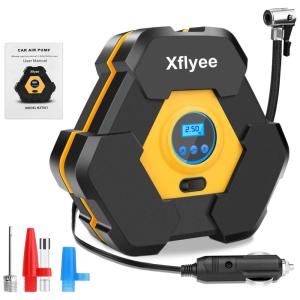 Compressor de Ar Portátil 12V 150 PSI LED, XFLYEE, Amarelo