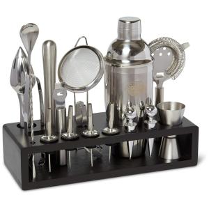 Kit Bn Profissional 17 Peças em Aço Inoxidável com Suporte de Bambu, G2S, Preto