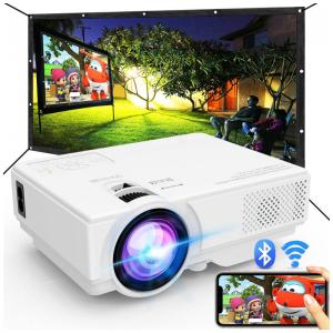 Mini Projetor NISOO Branco WiFi Bluetooth 1080P LED M10 200W
