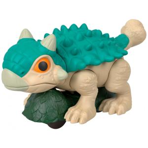 Fisher-Price Imaginext Jurassic World Rebirth Ankylosaurus dinossauro de empurrar 14 cm com rodas e movimento articulado