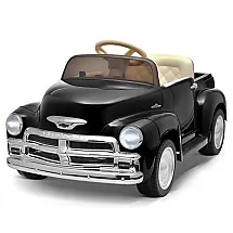 Carro Elétrico Infantil Chevrolet 3100 Pickup Licenciado Joywhale 12V, 1 Lugar, 2 Motores, Controle Remoto, 3 Velocidades, Retrô, Preto