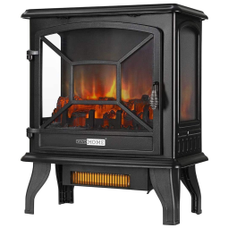 Lareira Elétrica com Chamas 3D Ajustável, 110v, VIVOHOME VH405, Preto