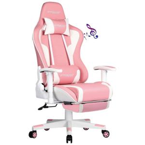 Cadeira Gamer Ergonômica Ajustável com Apoio para os Pés, e Branca, GTRACING, Branco