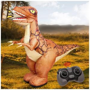 Brinquedo de Dinossauro Inflável Controlado por Controle Remoto 2.4GHz para Crianças, Dinossauro Elétrico com Som 360º, Andando