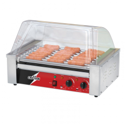 Máquina de Cozinhar Salsichas CROSSON Hot Dog com 9 Rolos de Aço Inoxidável 304 Antiaderentes e Controle de Temperatura Duplo