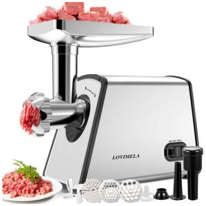 Moedor de Carne Elétrico, 2600W máx., Doméstico, 110v, LOVIMELA, Prateado