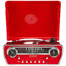 Toca-discos Crosley CR6047ARE Powel 7 em 1 com Bluetooth, Rádio AM/FM, CD Player e Auxiliar, Vermelho