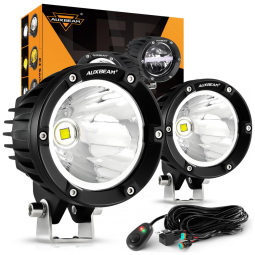 Farol de Milha LED com 3600Lúmens e Luz Branca 9 a 32V, 72W, 2Un, Auxbeam, Preto