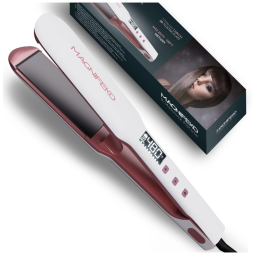 Prancha de Cabelo 2 em 1 com Placa de Cerâmica e Temperatura Ajustável, Bivolt, MAGNIFEKO, Branco