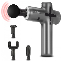 Massageador Pistola Elétrico Profissional Sem Fio 4 Acessórios e 6 Velocidades, SUNBEAM 32310006, Preto