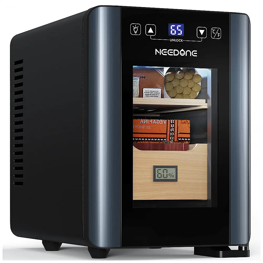 Gabinete Umidor Elétrico Needone 8L Preto com Resfriamento e Aquecimento 110V