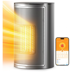 Aquecedor Elétrico Inteligente com Termostato e Controle de Voz WiFi, 1500W 110V, Goove Life, Cinza