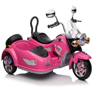Moto Elétrica Infantil com Passageiro, Luzes LED, MP3, Bateria 12V, Baigor, Rosa