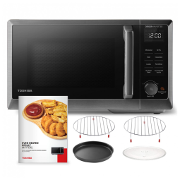 Micro Ondas de Bancada 6 em 1 em Aço Inoxidável 25L com 27 Programas, 110V 900W, TOSHIBA, Preto