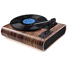 Vitrola Toca Discos com Plataforma 3 Velocidades, com Bluetooth e Entrada AUX, sem fio, 33 RPM, 110v, VOKSUN, Marrom