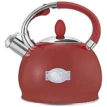 Chaleira de Chá Retrô 2.5 Litros em Aço Inoxidável com Apito, RETTBERG, Vermelho