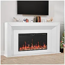 Lareira Elétrica Weyderk 167x89cm 1500W 12 Cores LED Rack TV Branco 110V